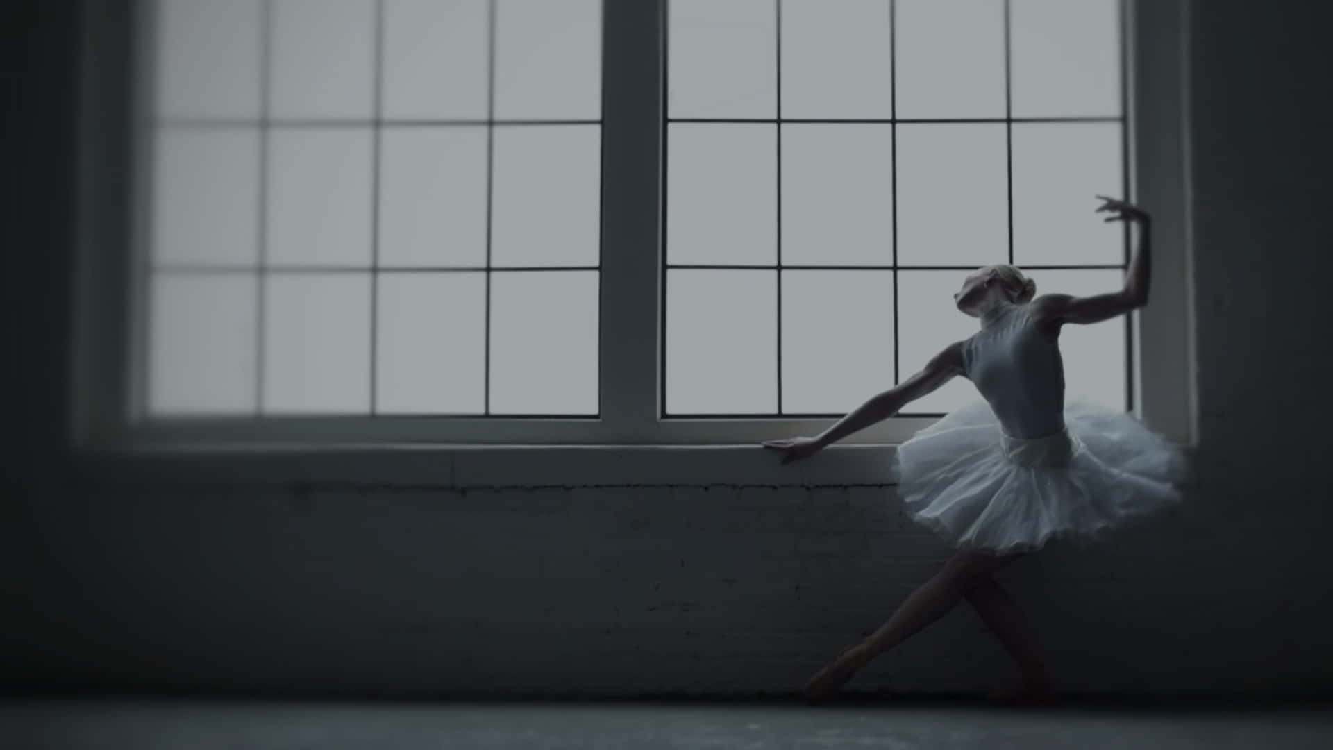 Fotografiain Bianco E Nero Di Una Silhouette Di Ballerina Sfondo