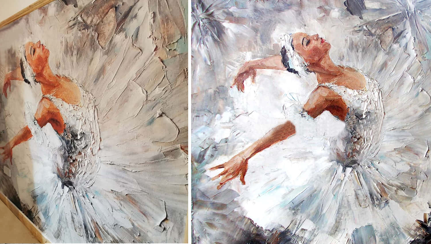 Ballerinadancing White Tutu Oljemålning Konst Wallpaper