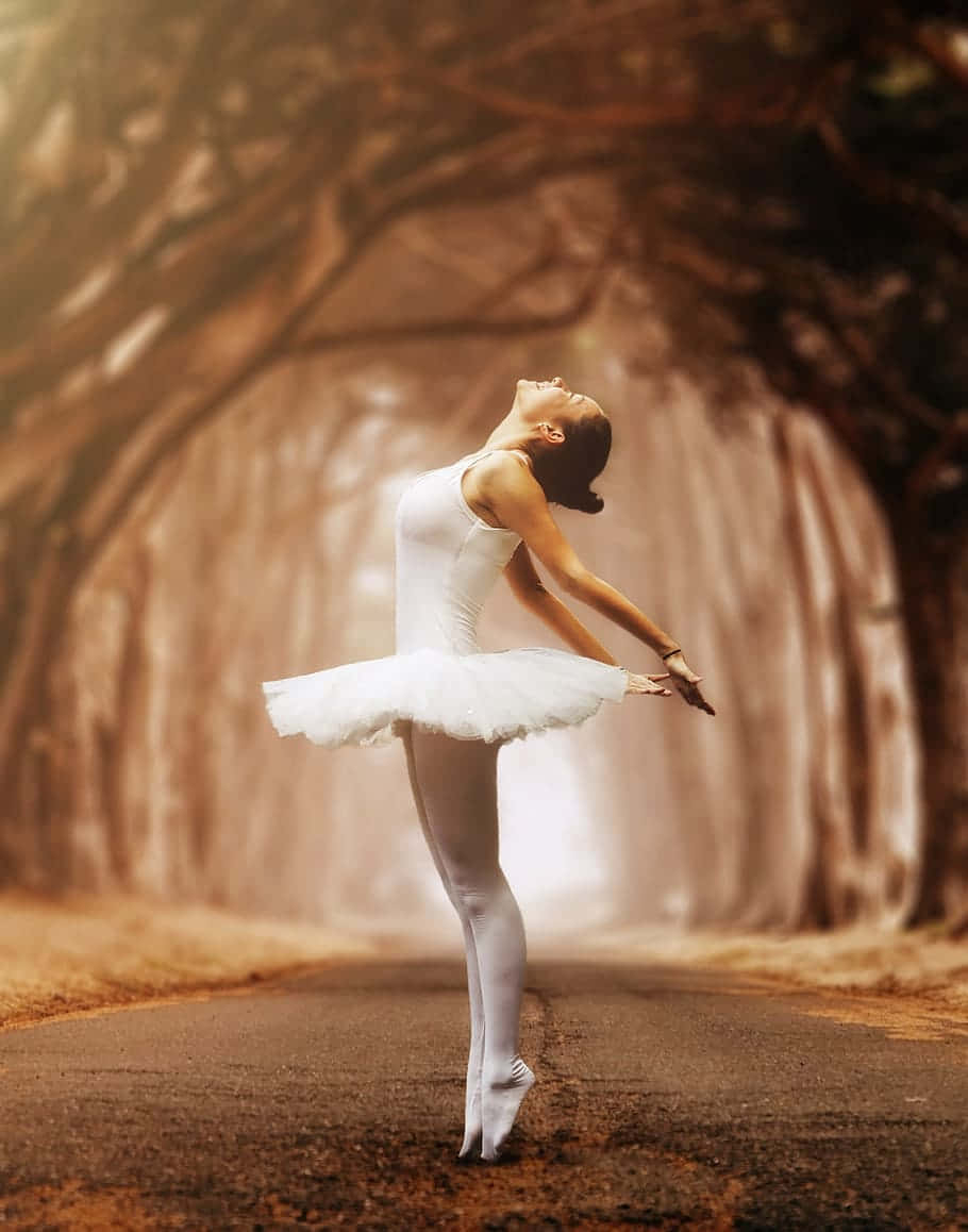 Fotografiadi Una Ballerina Sulle Punte Nel Bosco Sfondo