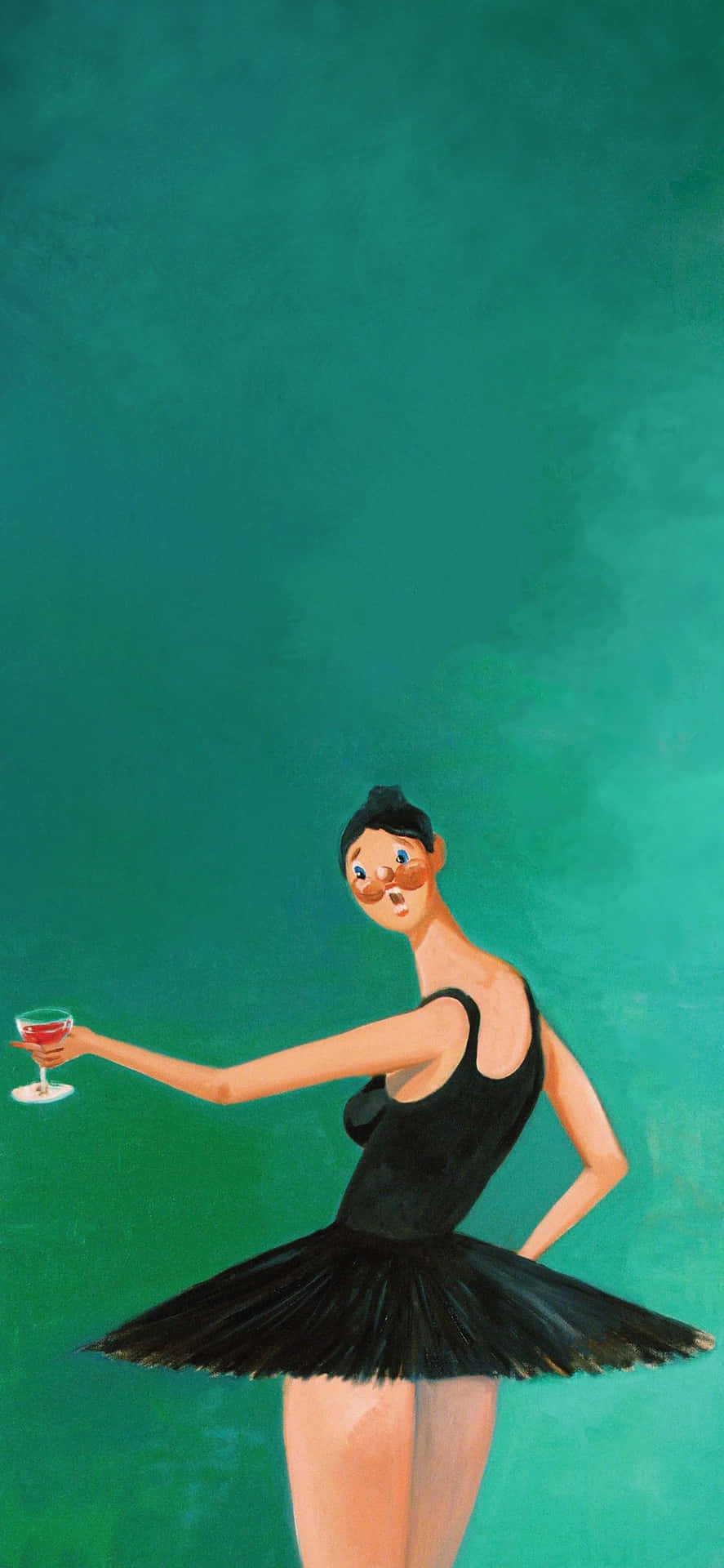 Ballerina With Wine Artwork Wallpaper