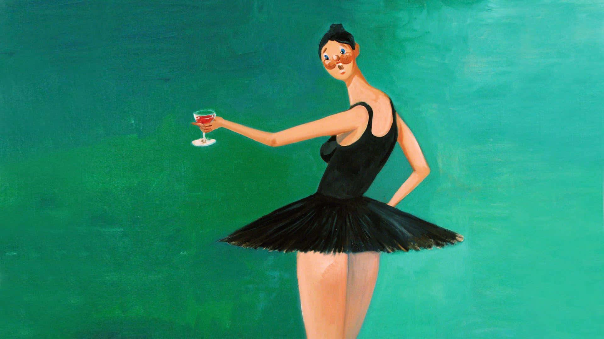 Ballerina With Wine Glass Wallpaper