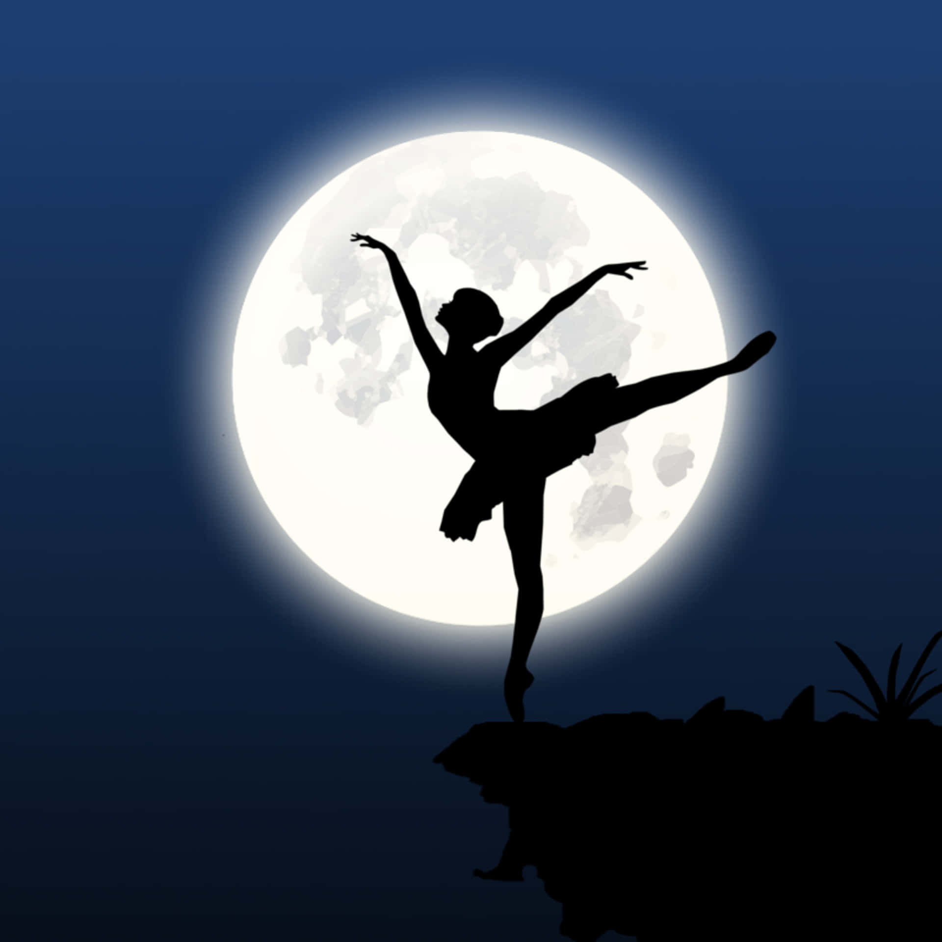 A Silhouette Of A Ballerina In Front Of The Moon