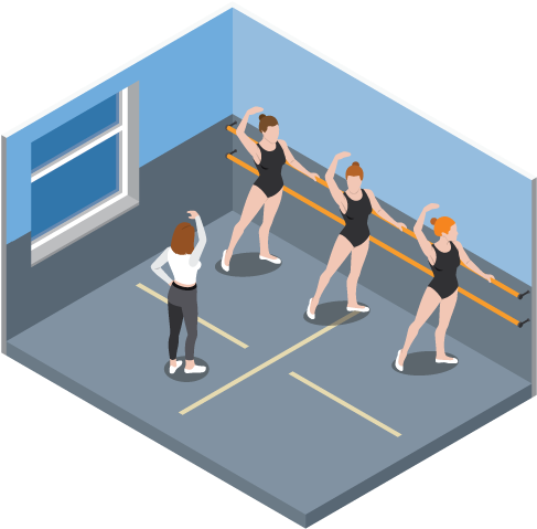 Ballet Class Isometric Illustration PNG