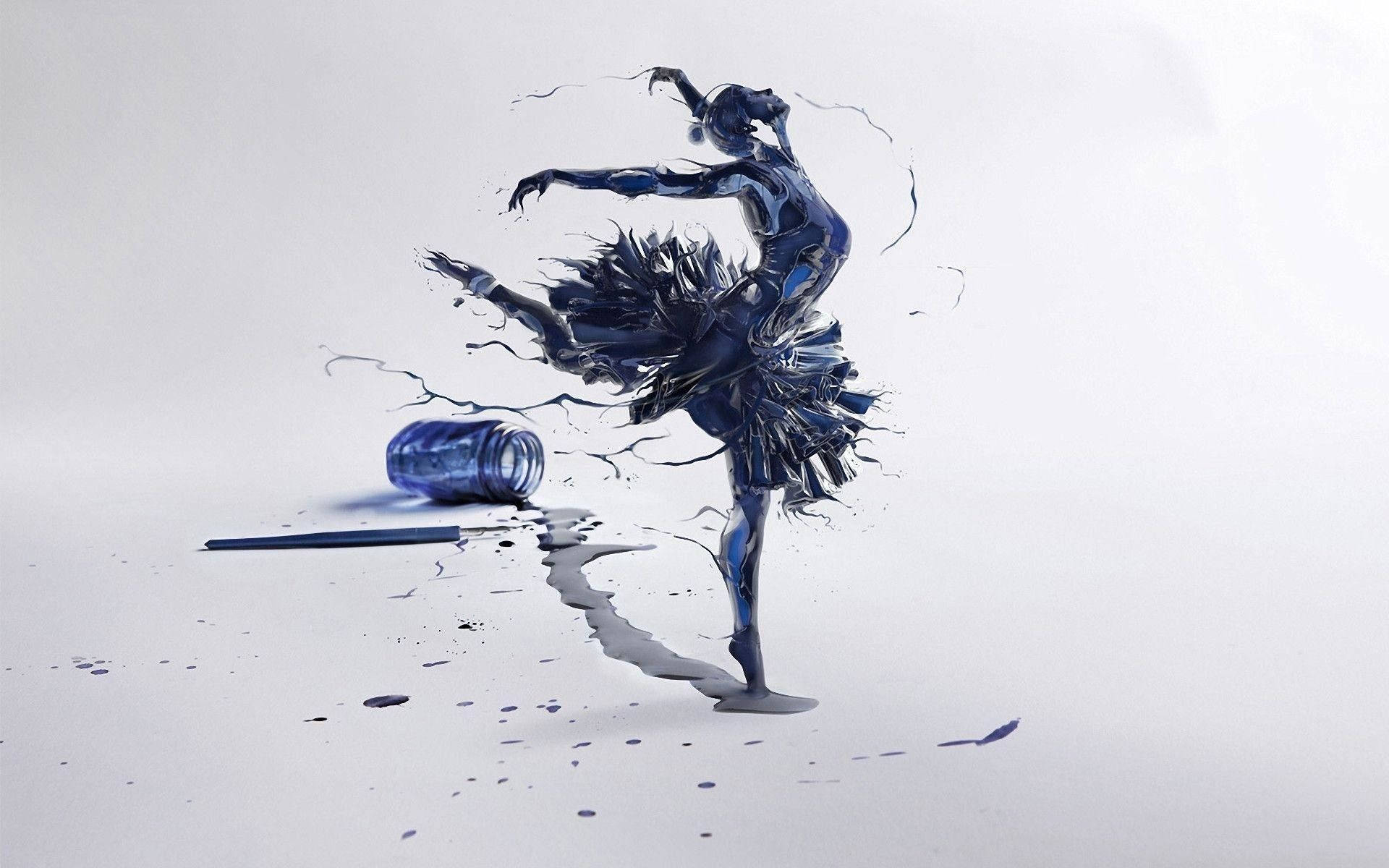 Ballet Dancer Blue Ink Art Wallpaper