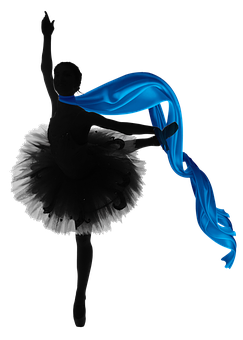 Ballet Dancer Blue Silk Ribbon PNG