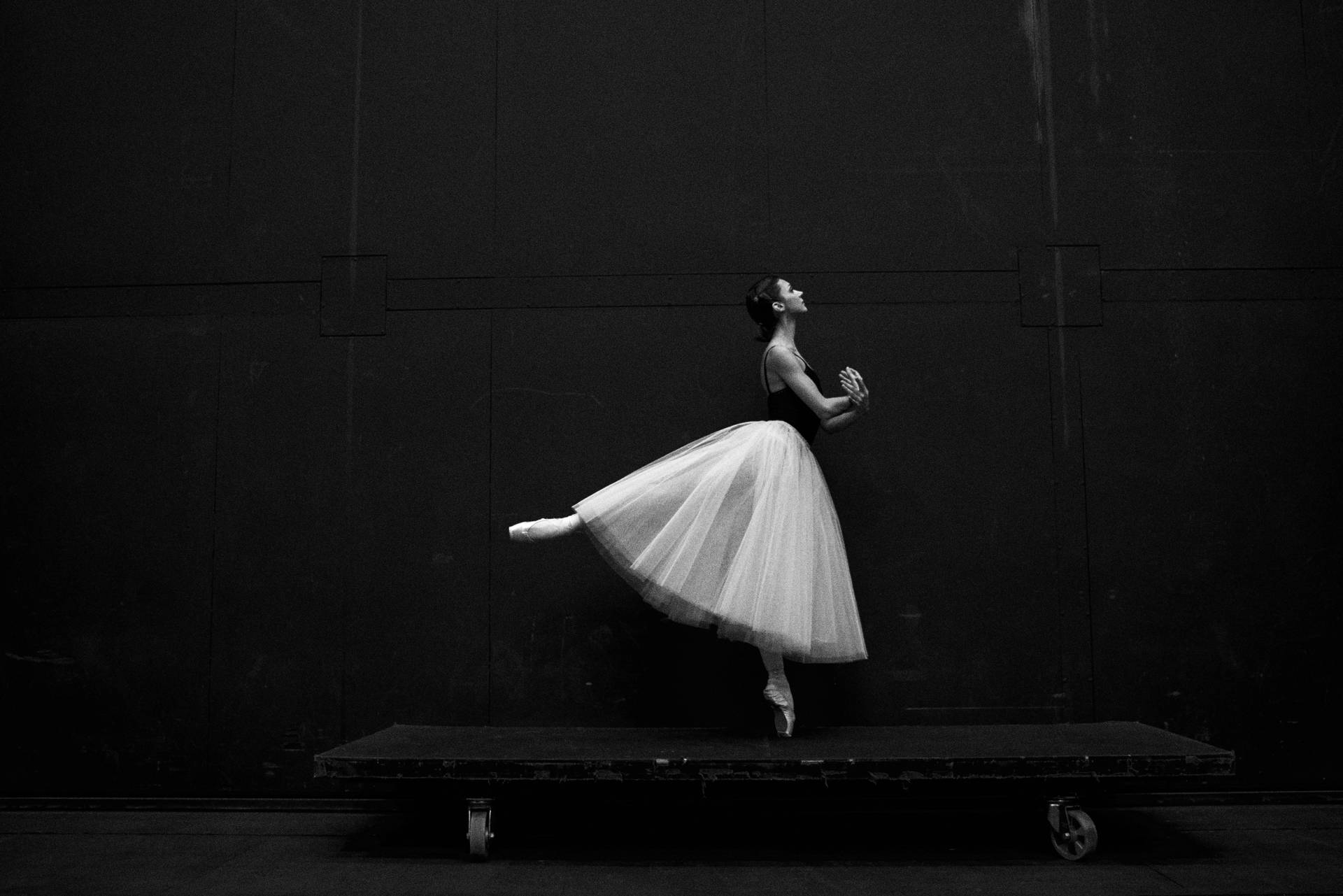 Dançarinade Ballet Em Carrinho De Mão. Papel de Parede