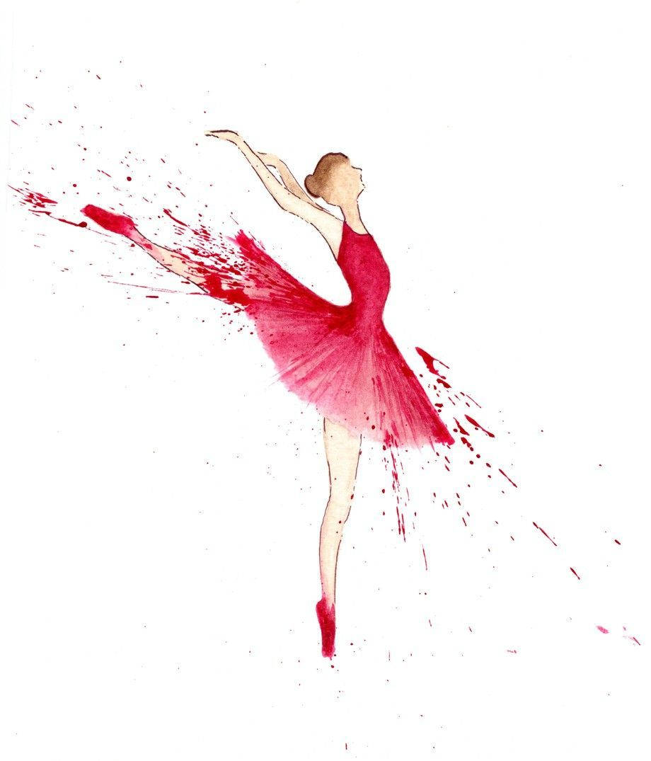 Ballet Dancer Red Paint Art Wallpaper