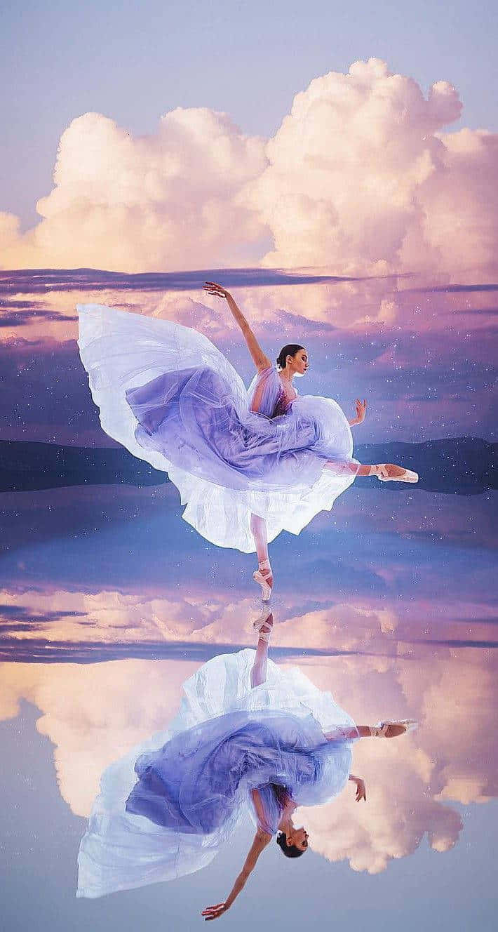 Ballet Dancer Reflection Sunset Wallpaper