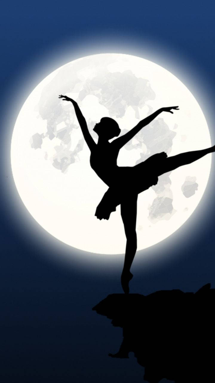 Siluetade Bailarina De Ballet Y Luna. Fondo de pantalla