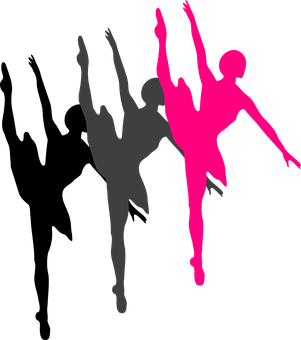 Ballet Dancer Silhouette Pinkand Gray PNG