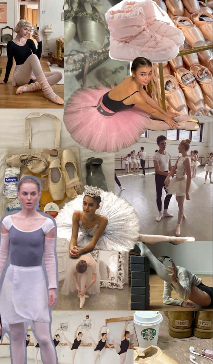 Ballet Dancersand Pointe Shoes Collage Wallpaper
