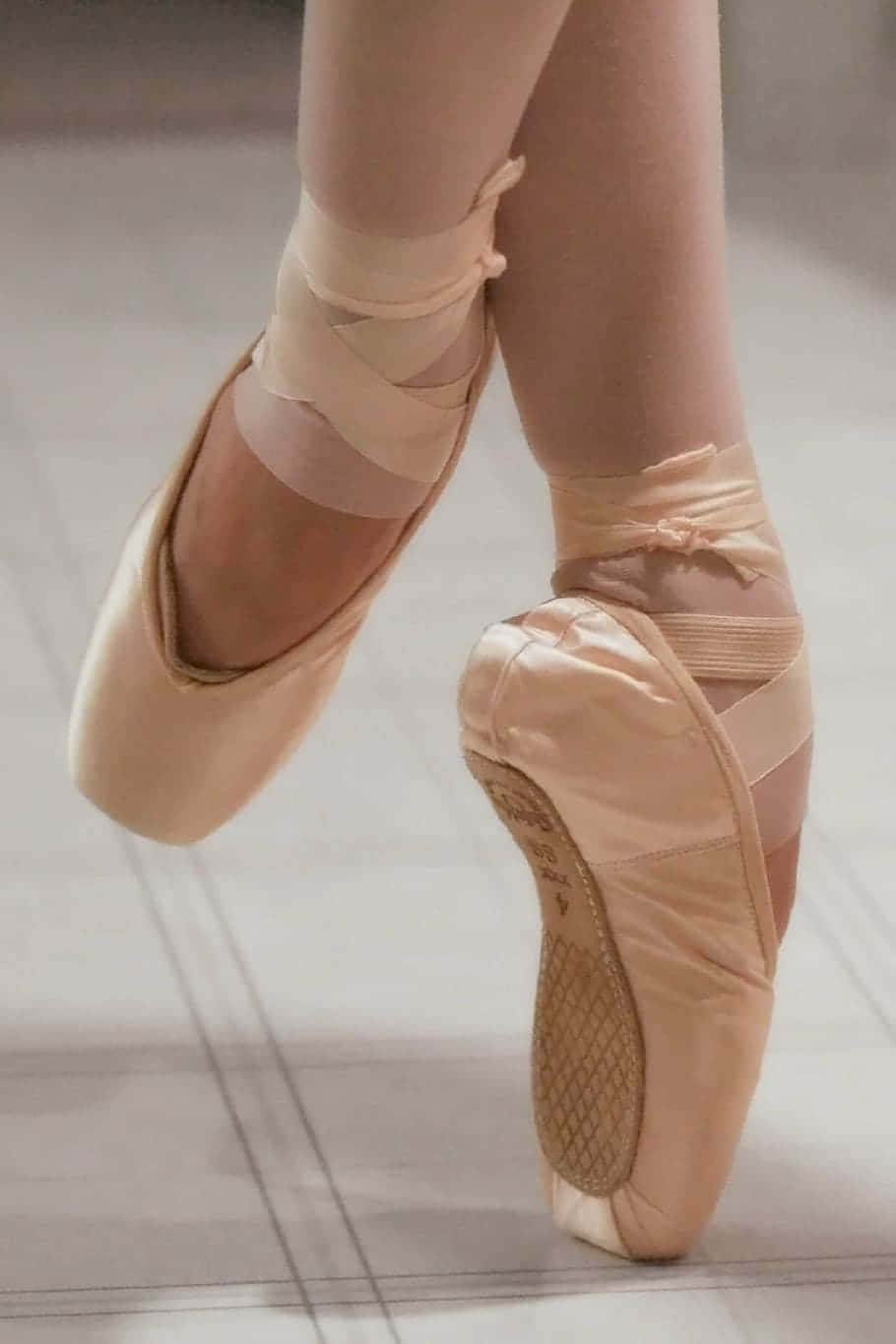 A Woman's Feet Are Shown In Pointe Shoes Wallpaper