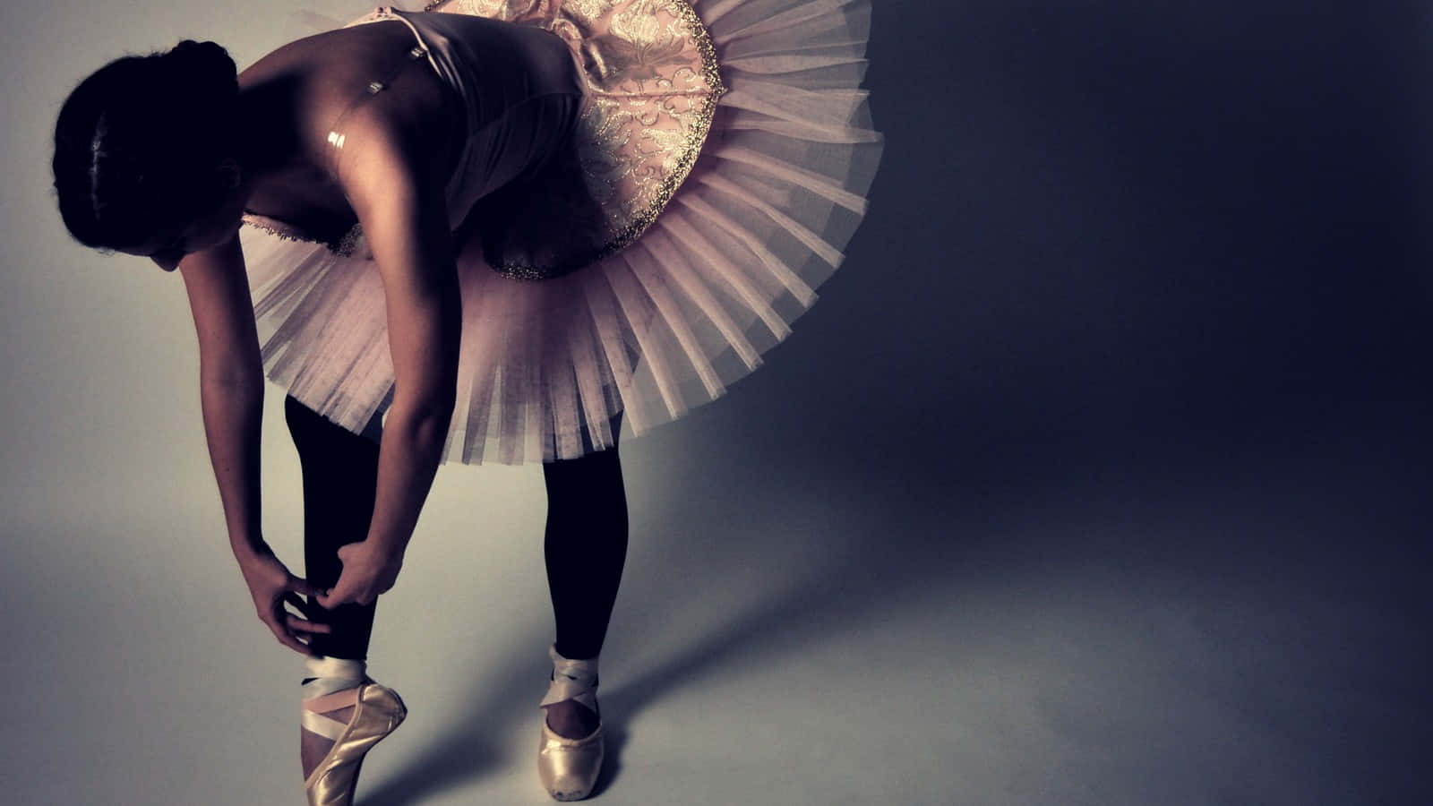Eineballerina Posiert In Einem Rosa Tutu. Wallpaper