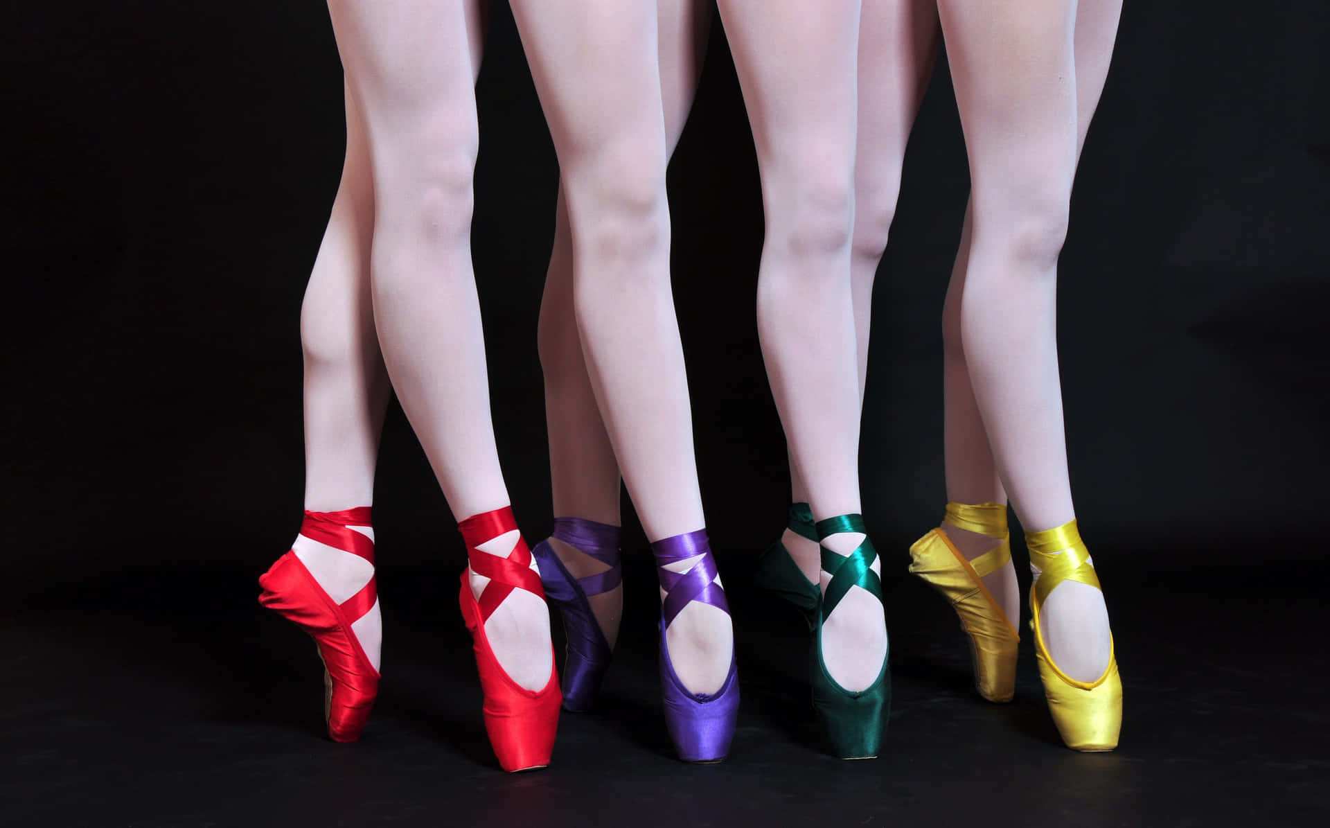 Five Ballet Shoes With Colorful Ribbons Wallpaper