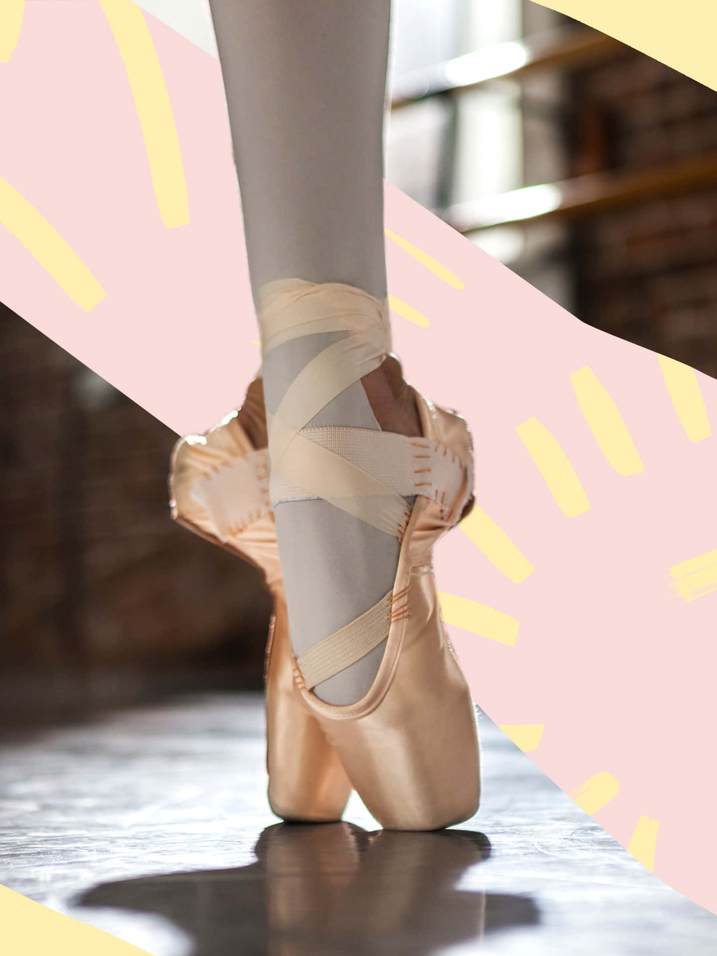 Ballet Shoes With Pink Ribbons On The Feet Wallpaper