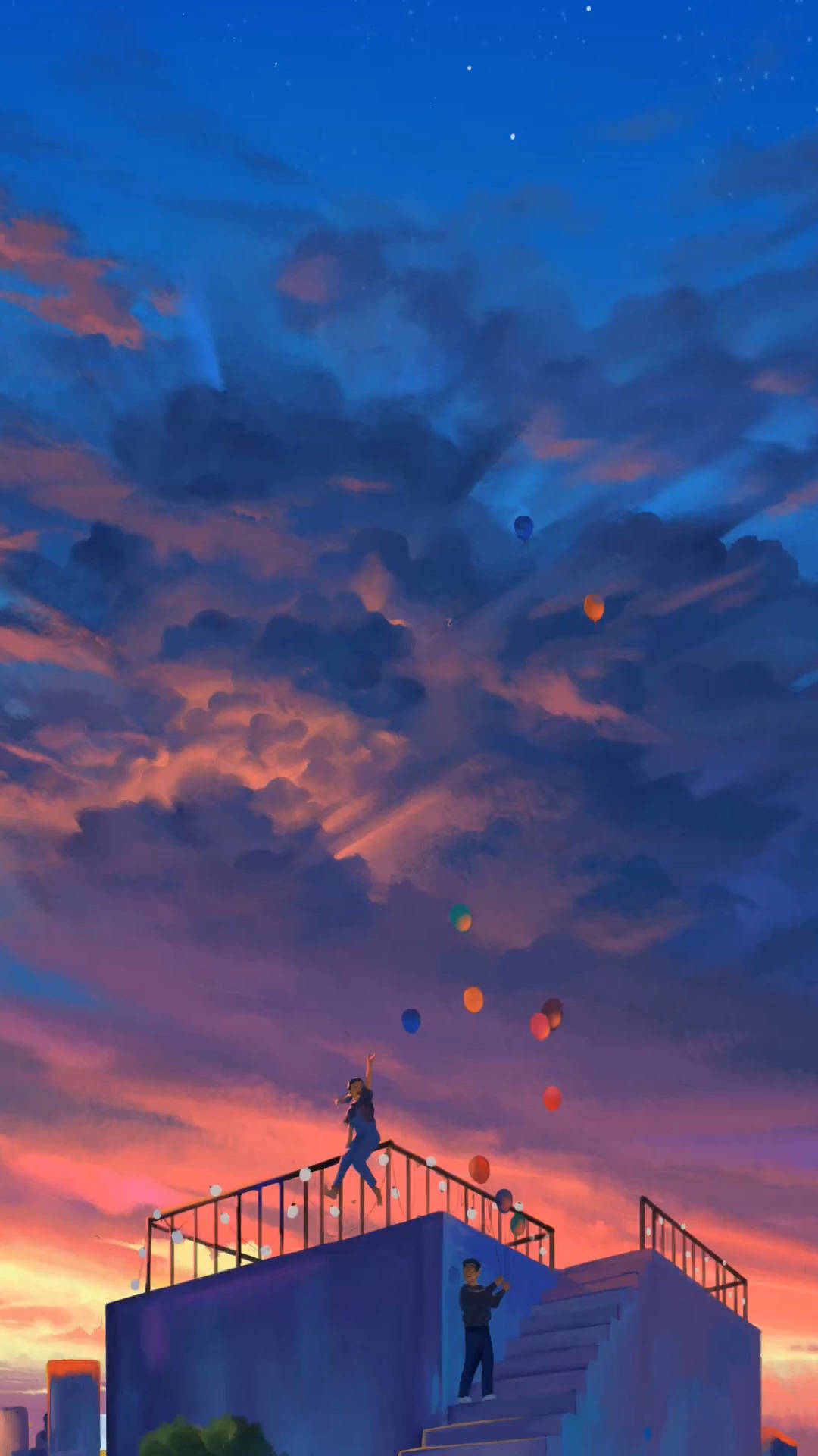 Balloon Sunset Themes Wallpaper