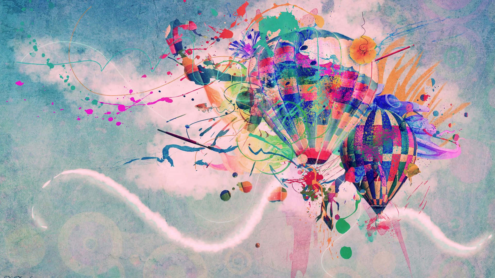 Hintergrundmit Ballons - Buntes Heißluftballon Gemälde
