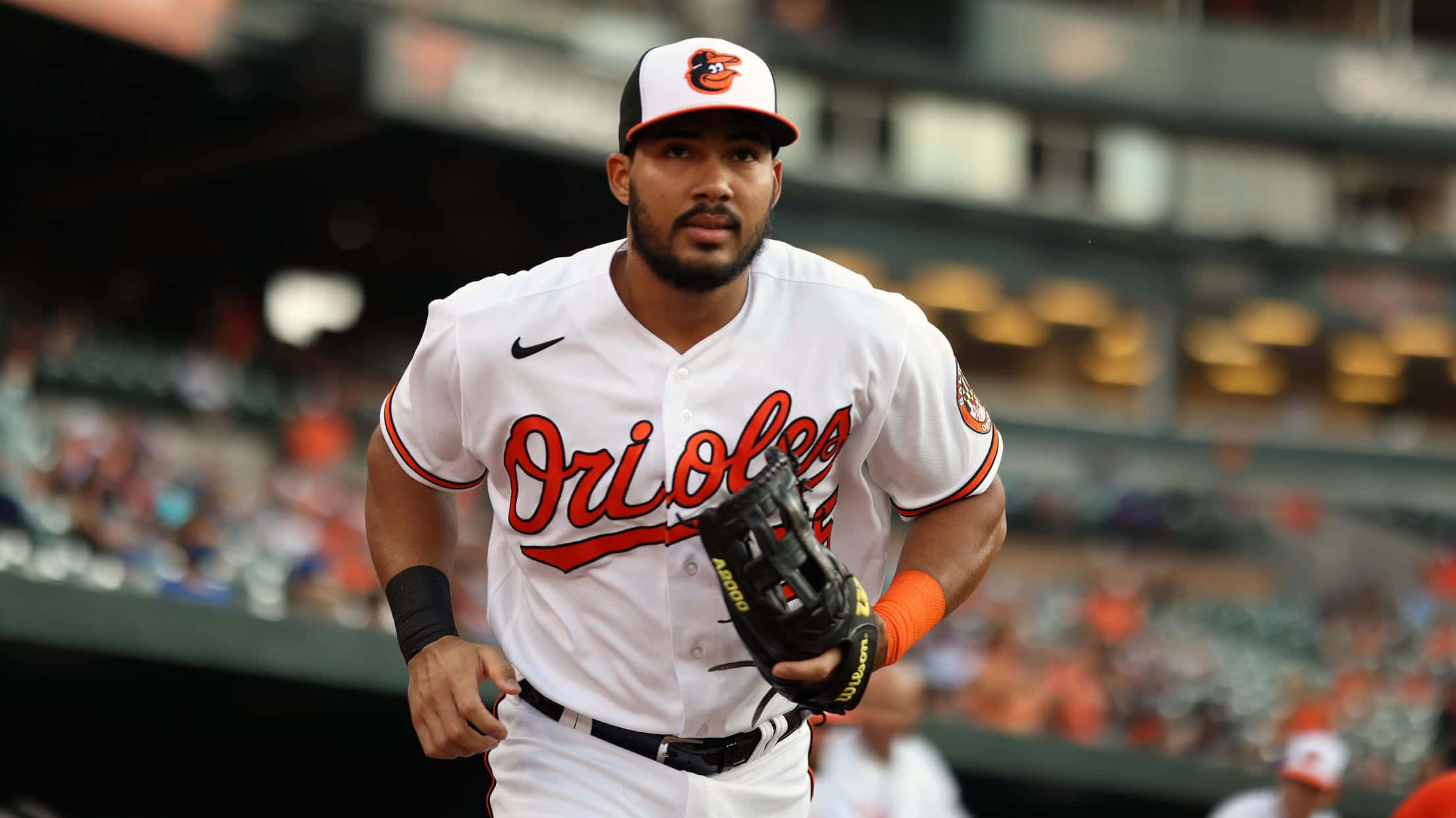 Baltimore Orioles' Outfielder Anthony Santander In Action Wallpaper