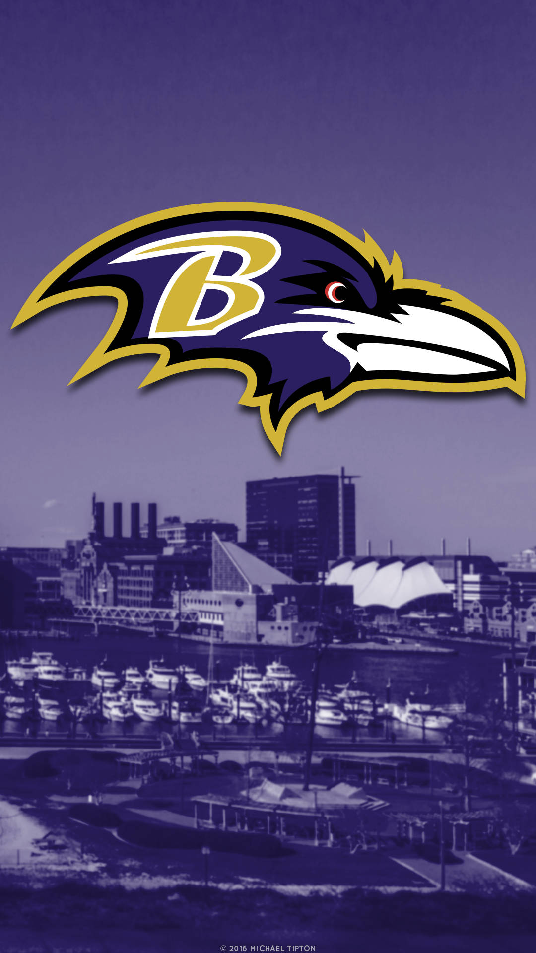 Baltimore Ravens Logo Purple Cityscape Wallpaper