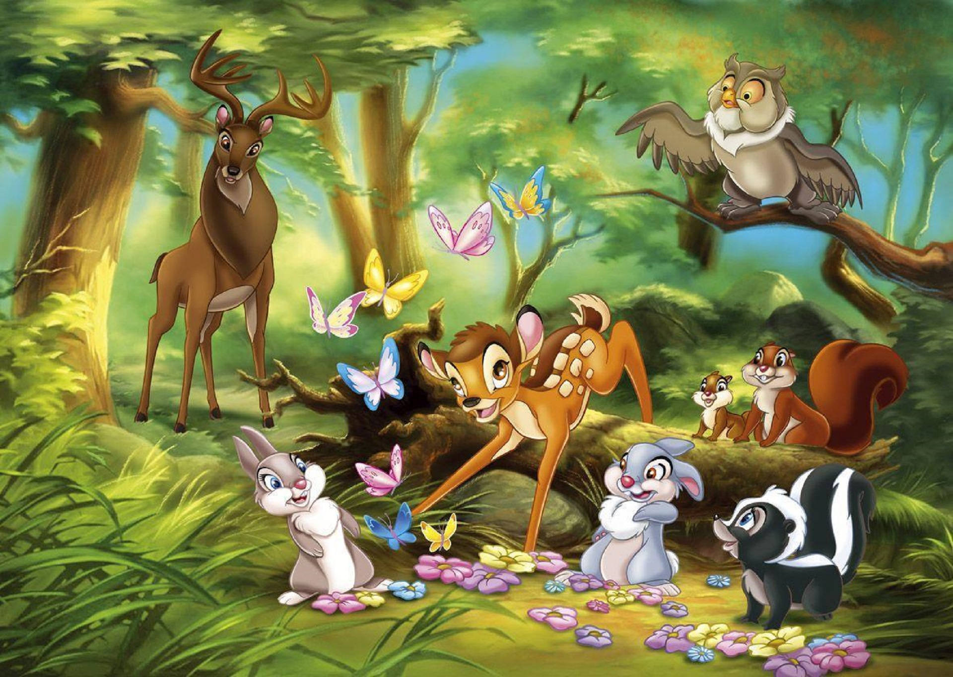 Bambi And Friends In Jungle Background