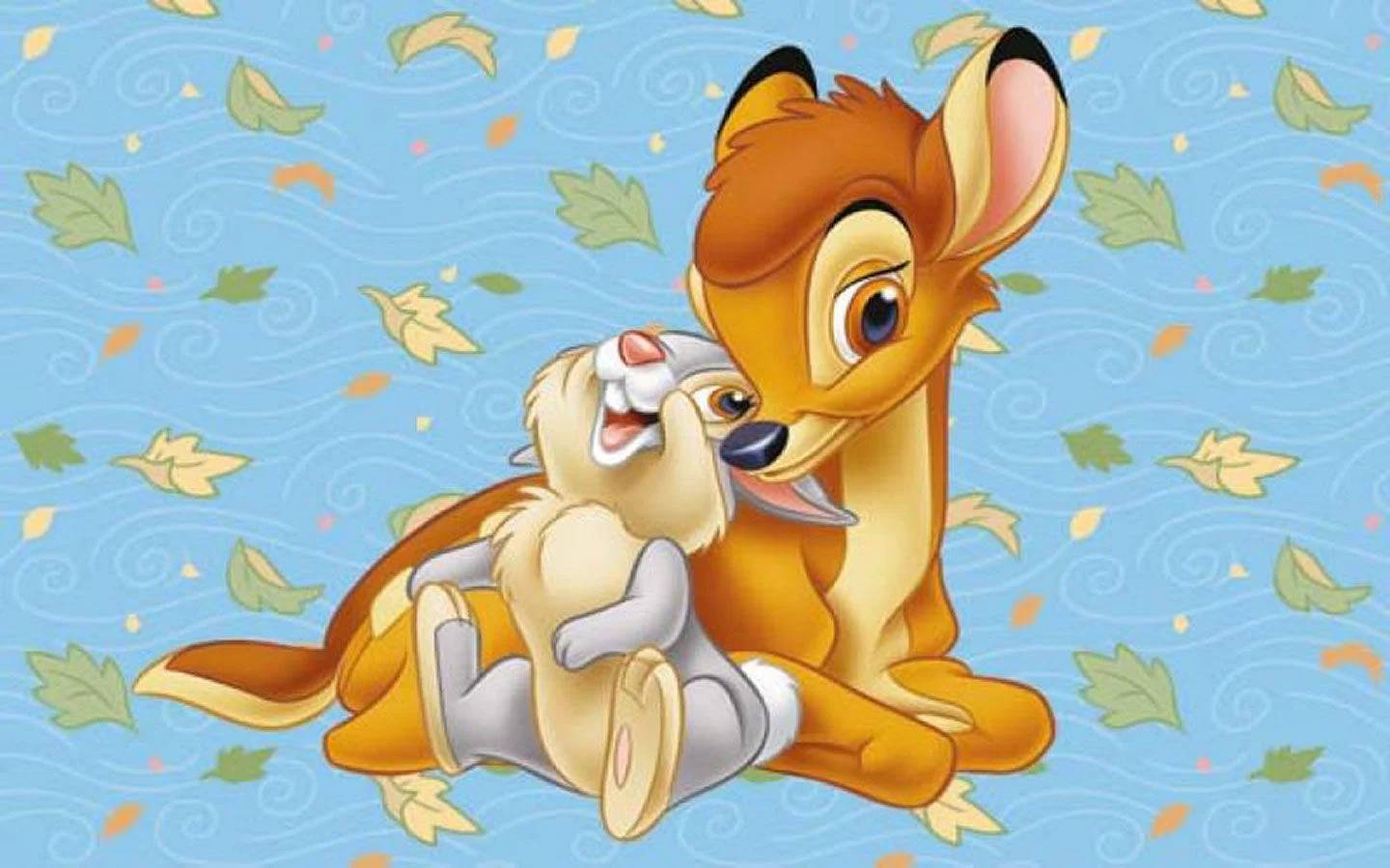 Bambi And Thumper In Blue Wallpaper