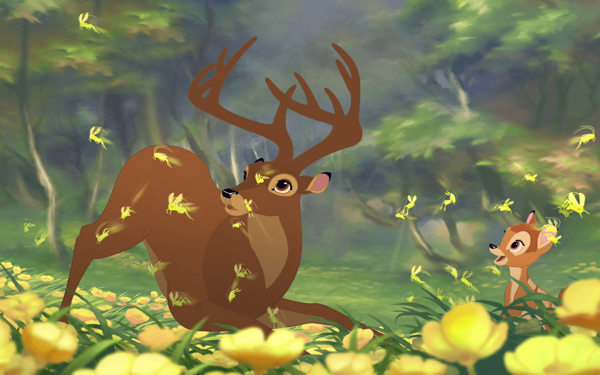 Bambi strikes a graceful pose in the forest