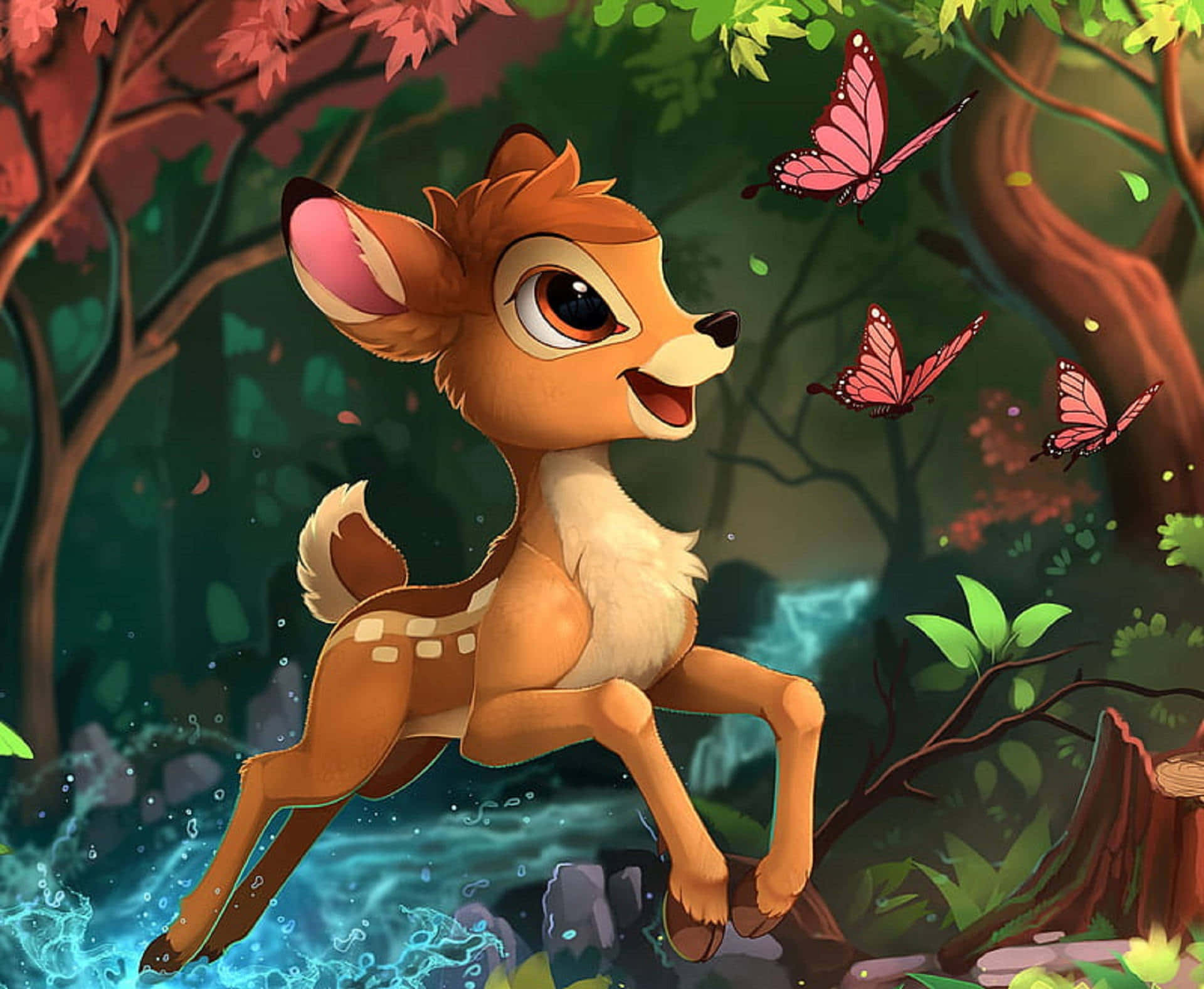 Bambiweidet Auf Einer Wiese Im Disney Animation Studios.