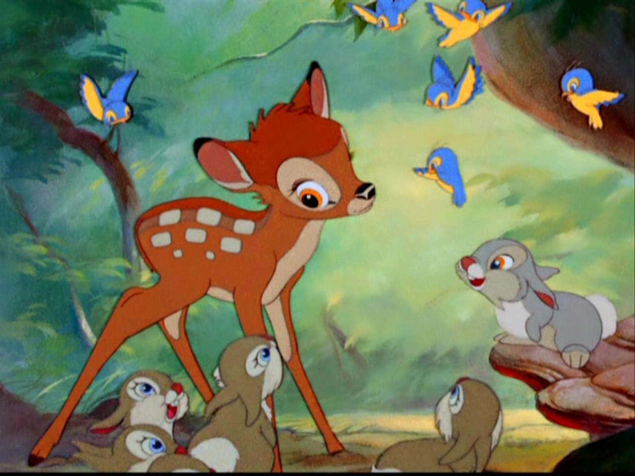 Bambimøder Nye Venner I Den Fredelige Skov.