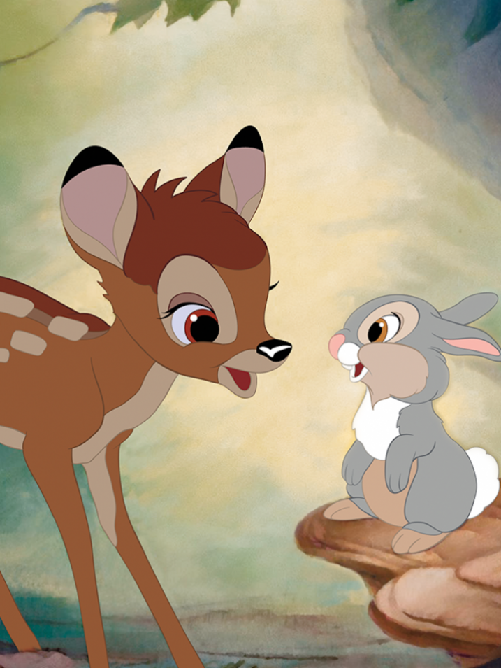 Bambi,den Ikoniska Animerade Älgen, Som Ser Fridfull Ut Mitt I Naturen.