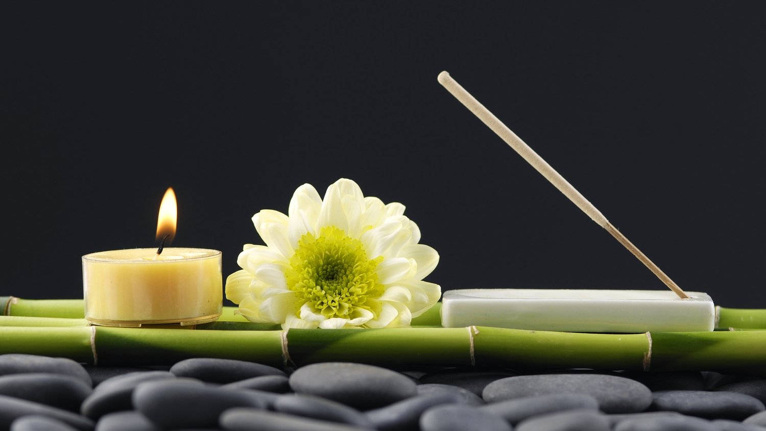 Bamboo 4k Chrysanthemum Candle Stones Massage Background
