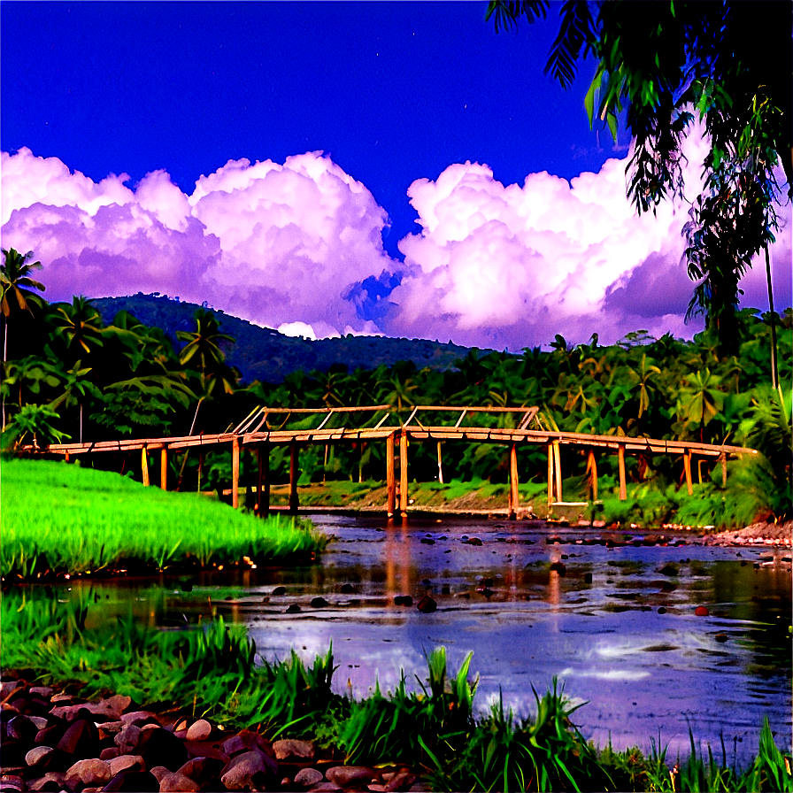 Download Bamboo Bridge Over River Png 65 | Wallpapers.com