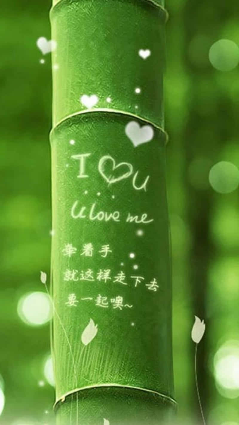A Bamboo Tree With A Sign Saying I Love You Wallpaper