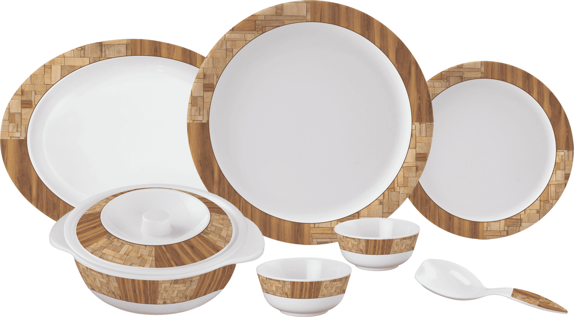 Bamboo Trimmed Dinnerware Set PNG