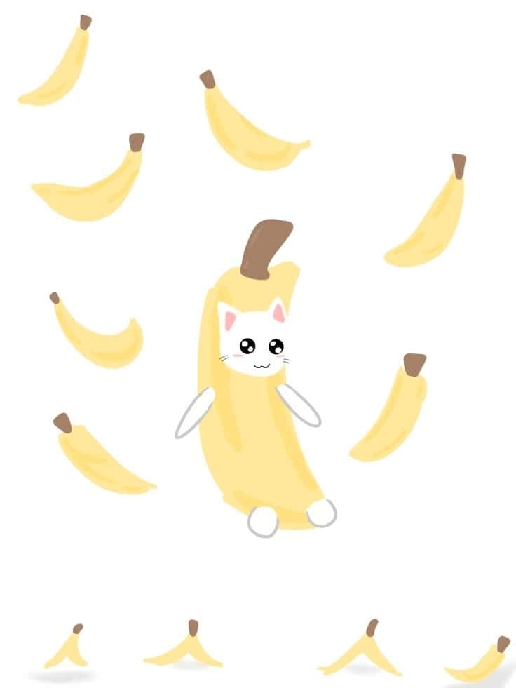 Download Banana Cat Cartoon Illustration Wallpaper | Wallpapers.com