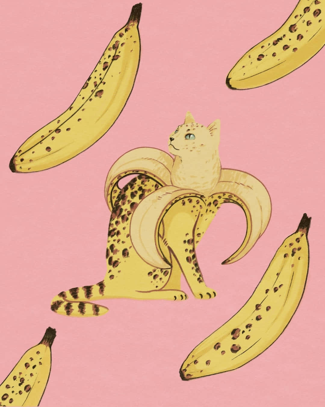 Banana Cat Hybrid Illustration Wallpaper