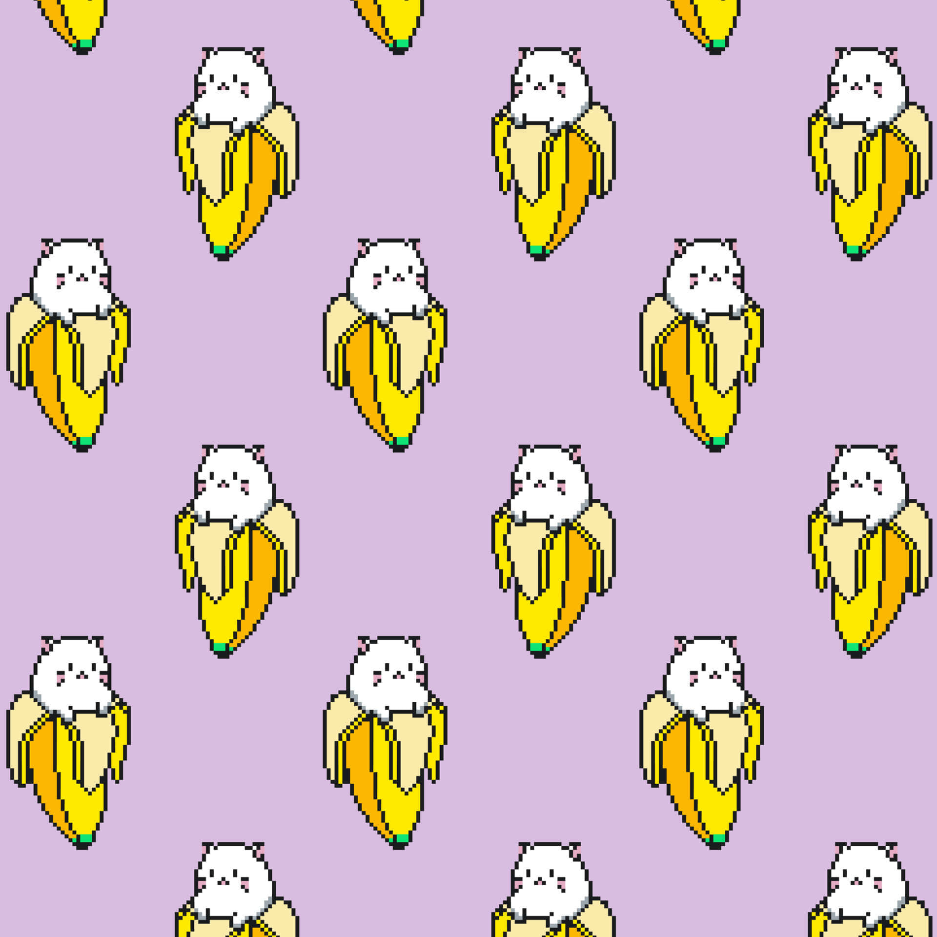 Banana Cat Pattern Background Wallpaper