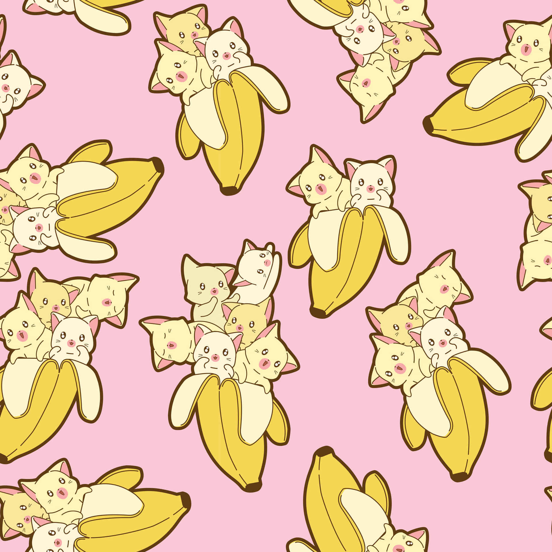 Banana Cat Pattern Wallpaper