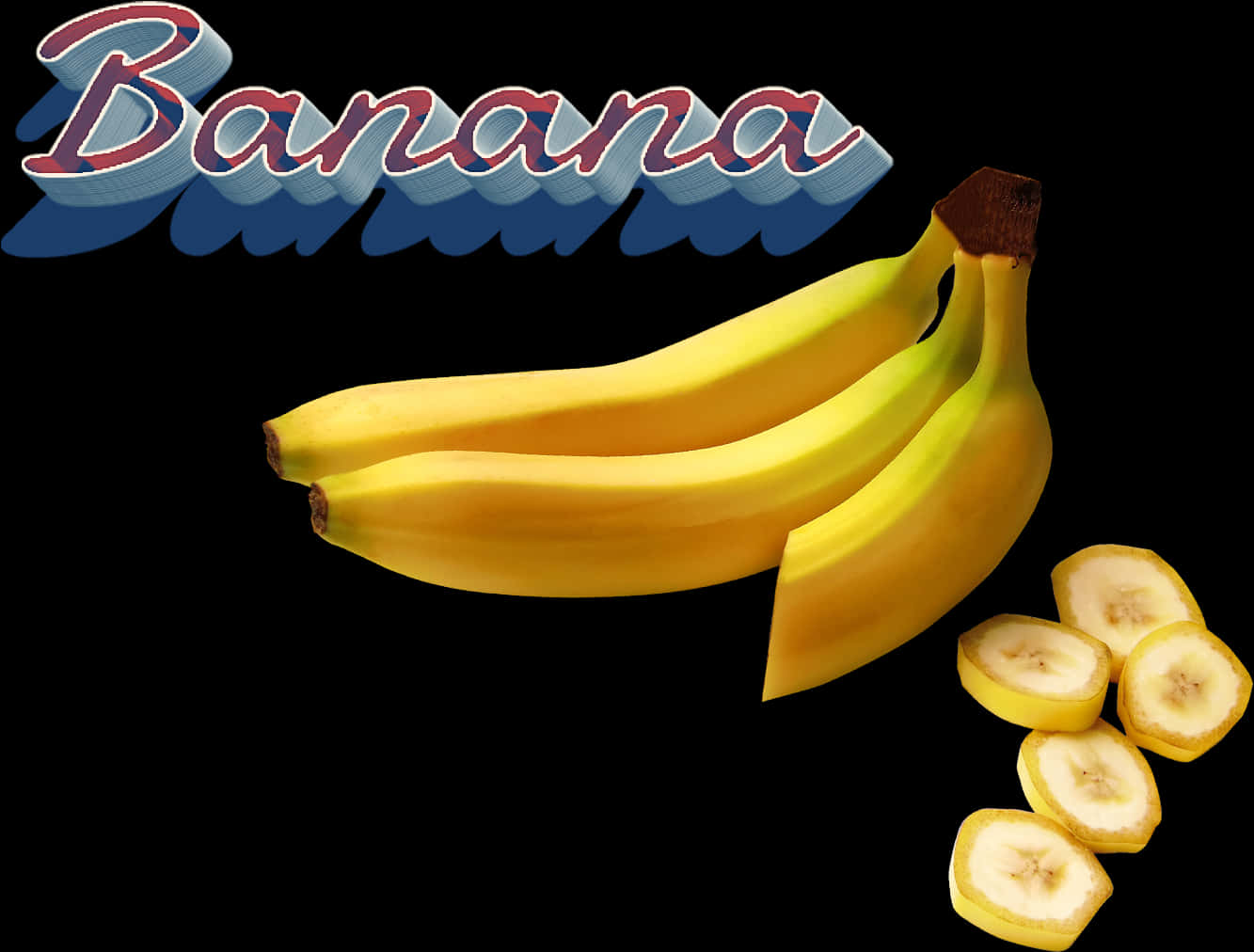 Banana Graphicwith Sliced Pieces PNG