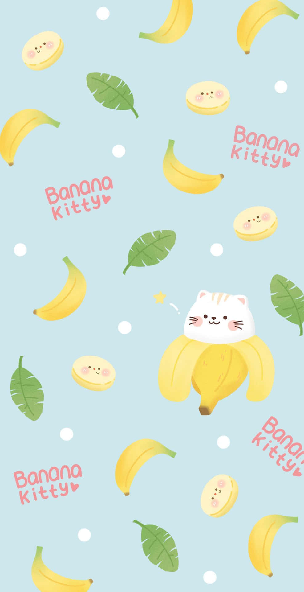 Banana Kitty Pattern Wallpaper Wallpaper