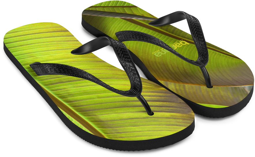 Banana Leaf Print Flip Flops PNG