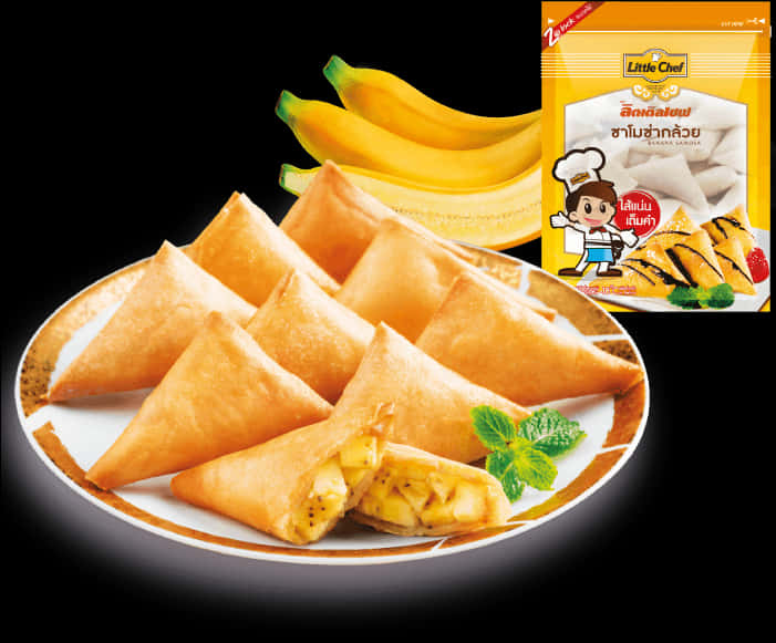 Banana Samosas Product Advertisement PNG
