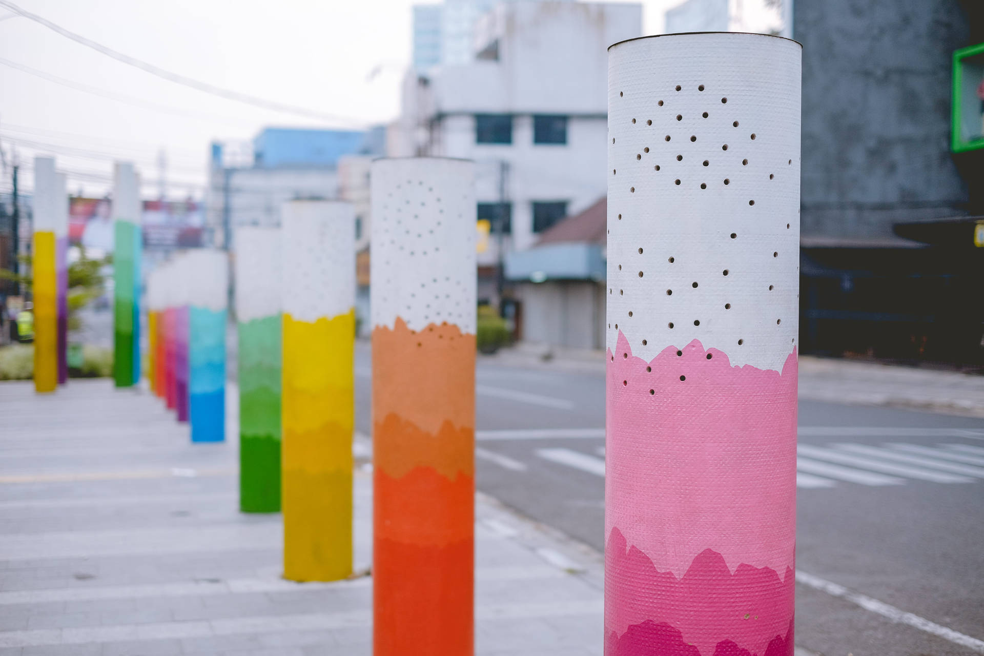 Bandung Colorful Street Poles Wallpaper