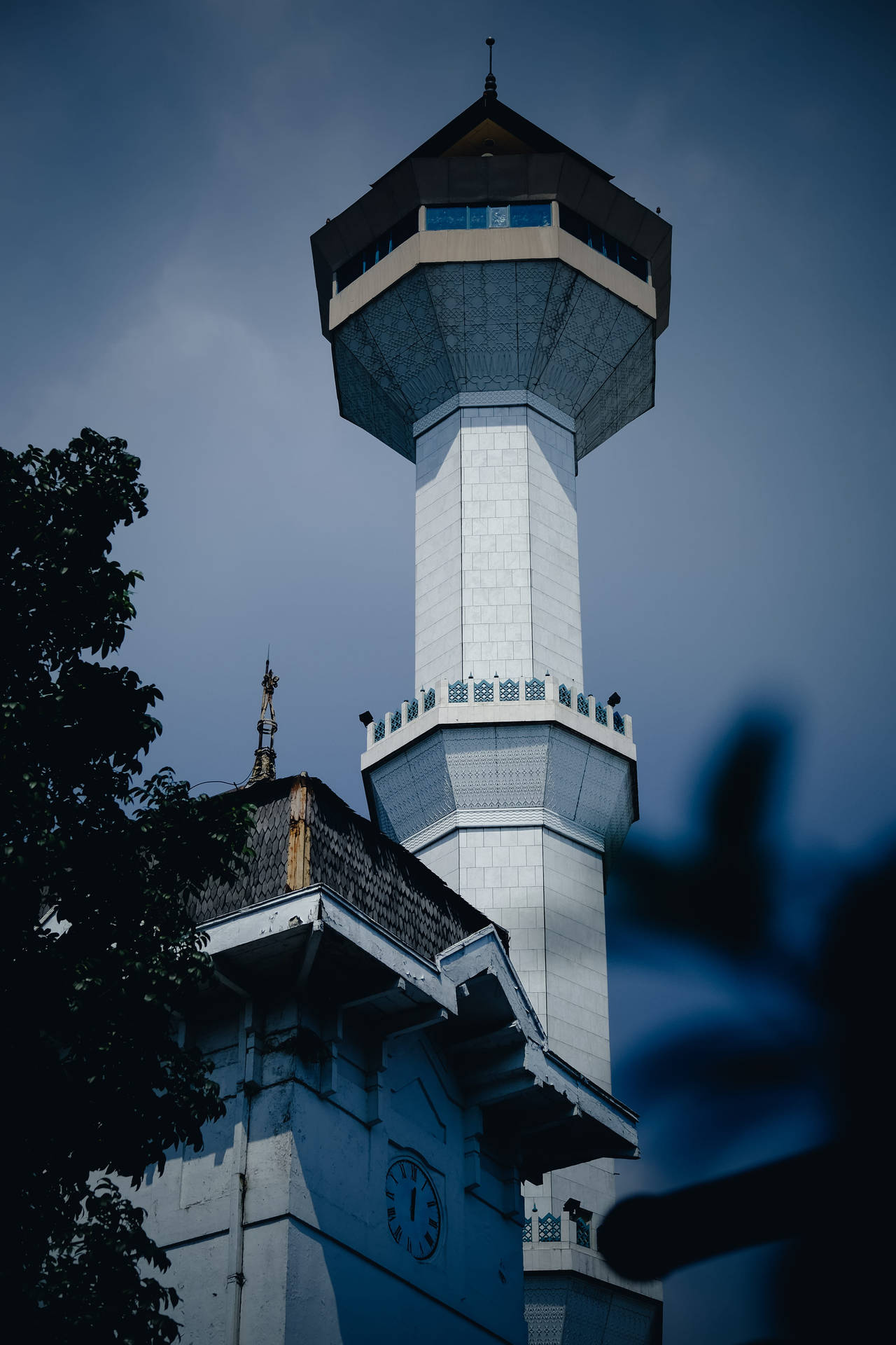 The Majestic Clock Tower of Bandung Mosque in Sunset Wallpaper