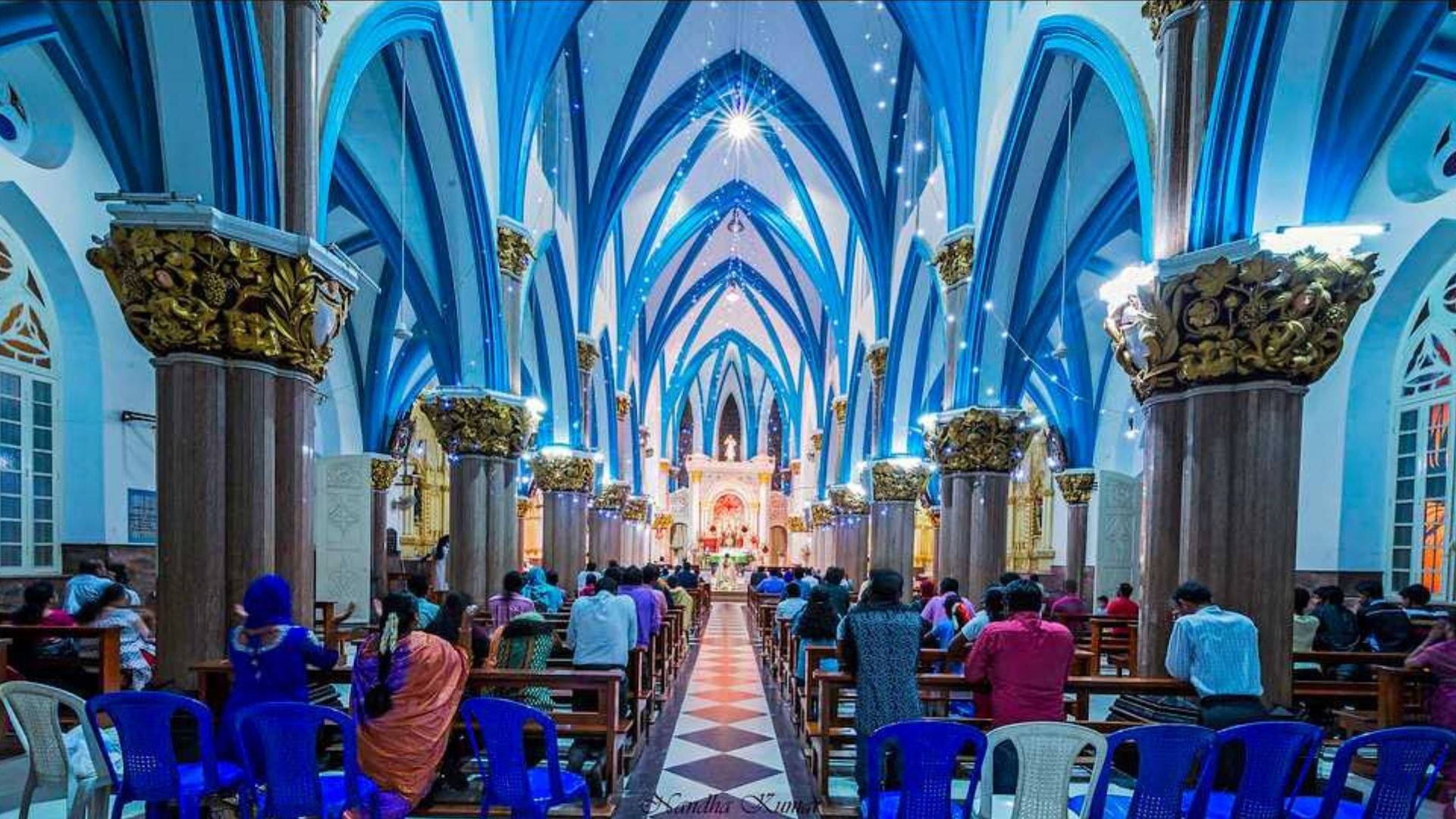 Majestic St. Mary's Basilica in the Heart of Bangalore Wallpaper
