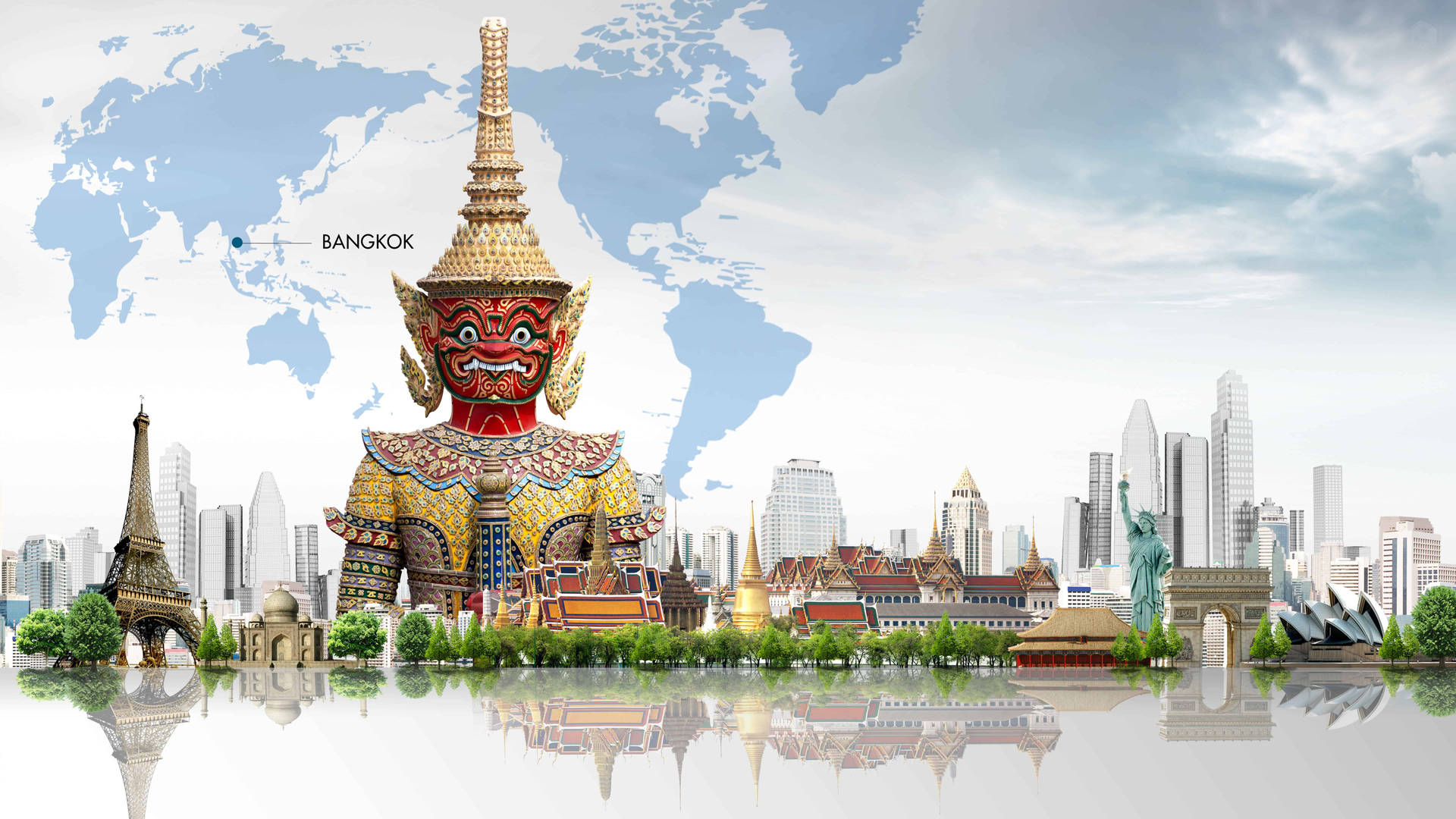 Bangkok City Digital Art Wallpaper