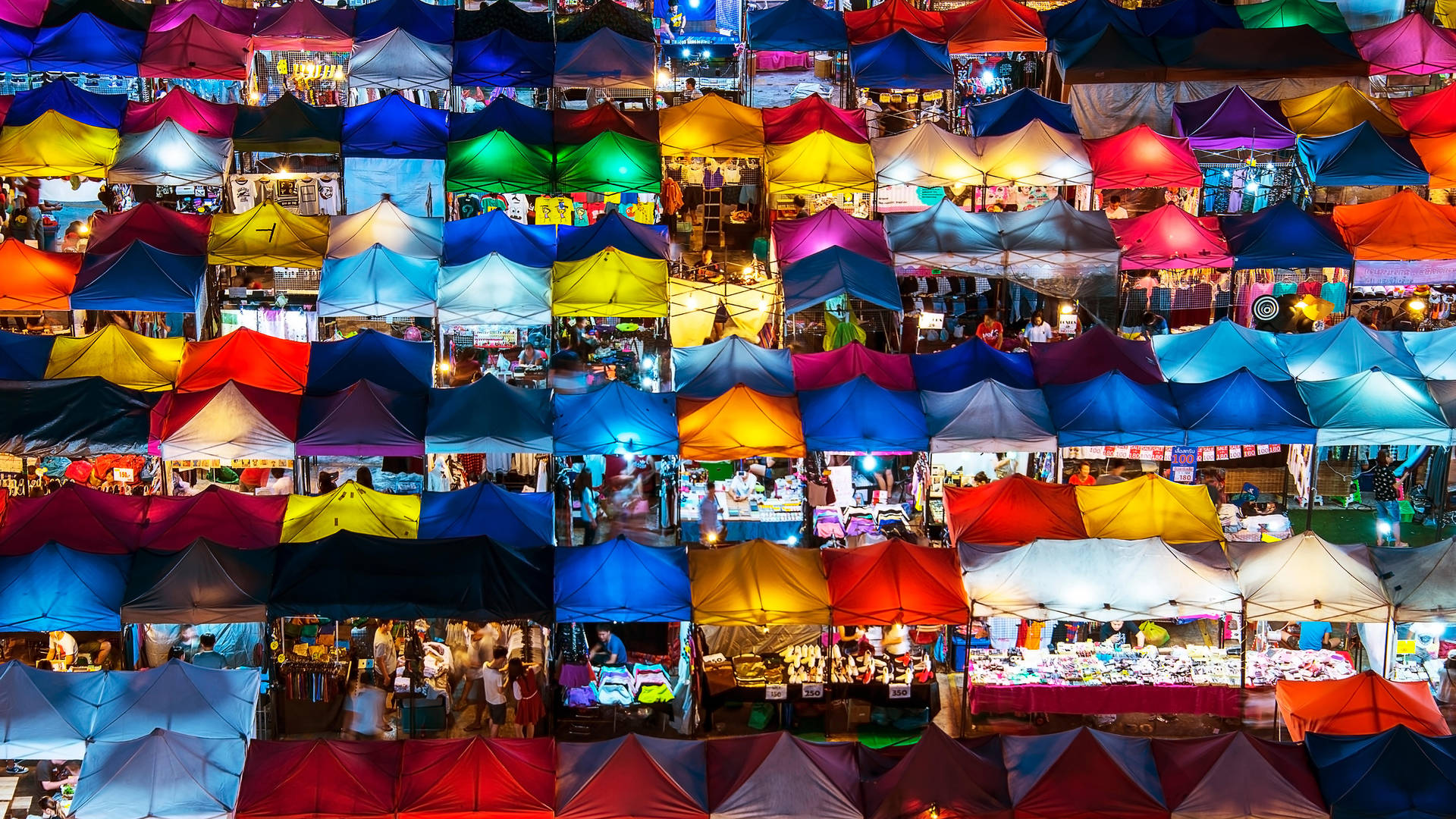Mercadonocturno Colorido De Bangkok Fondo de pantalla