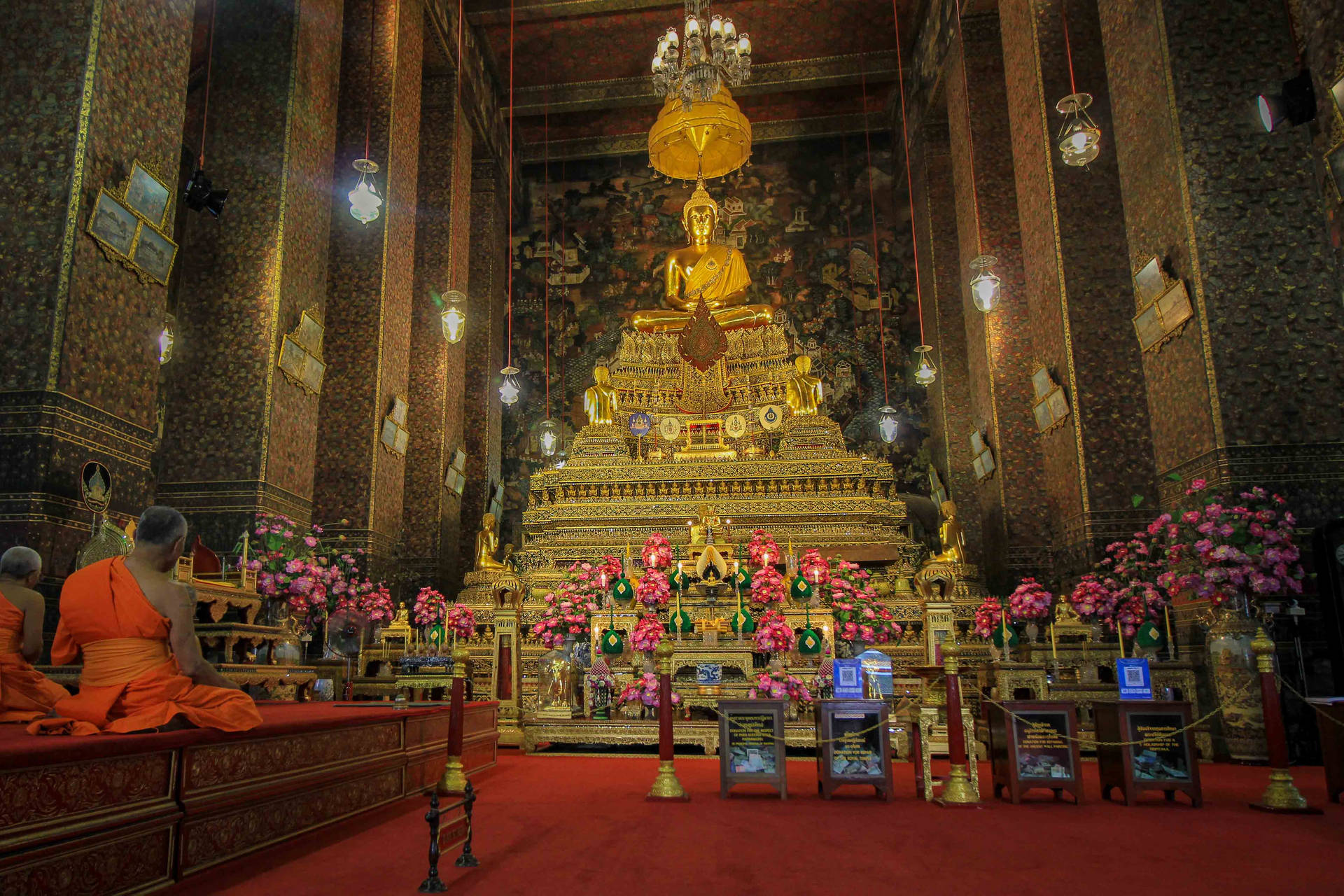 Bangkokwat Pho Temple - Templo De Wat Pho Em Bangkok. Papel de Parede