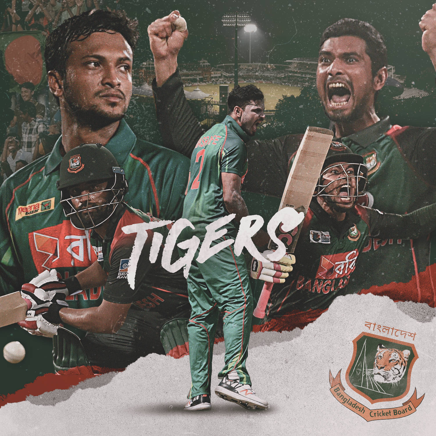 Pósterdel Equipo De Cricket De Bangladesh Tigres. Fondo de pantalla