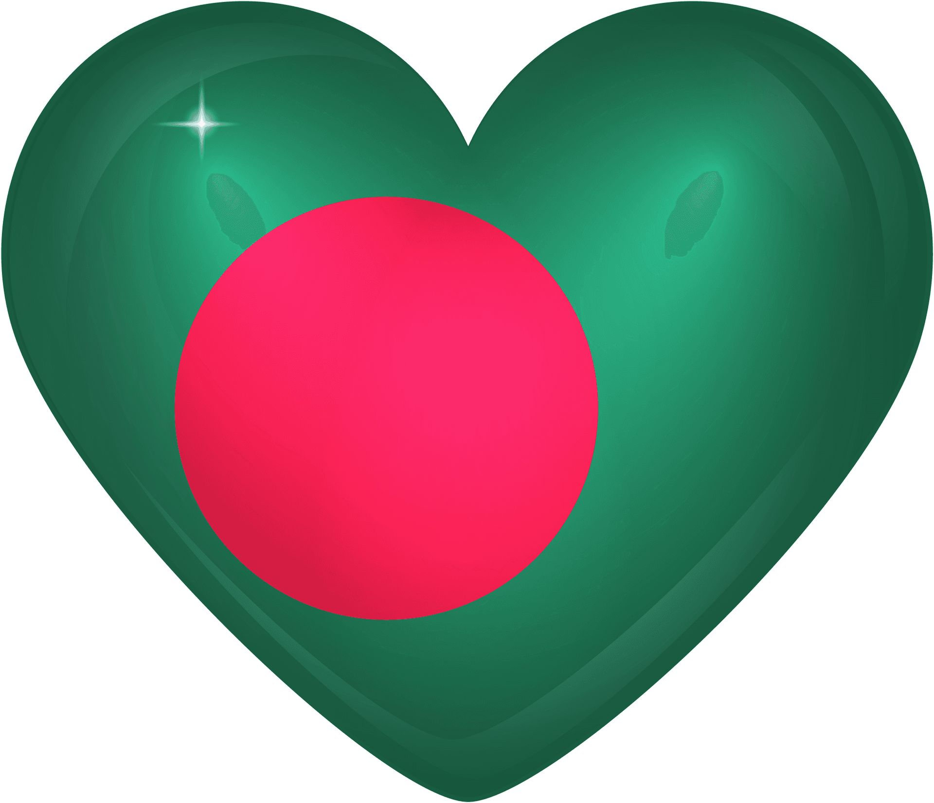 Bangladesh Flag Heart Shaped Graphic PNG