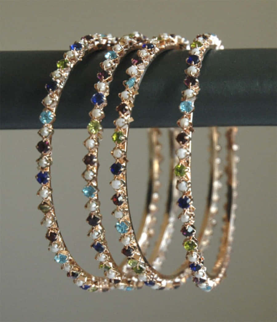 Multi Colored Bangles With Crystals